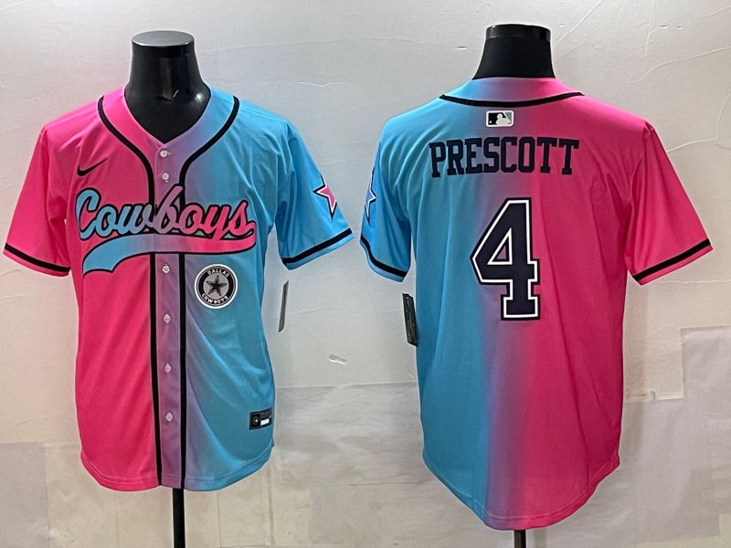 Men 2025 Dallas Cowboys #4 Prescott Blue pink Nike Limited NFL Jersey style 008->dallas cowboys->NFL Jersey